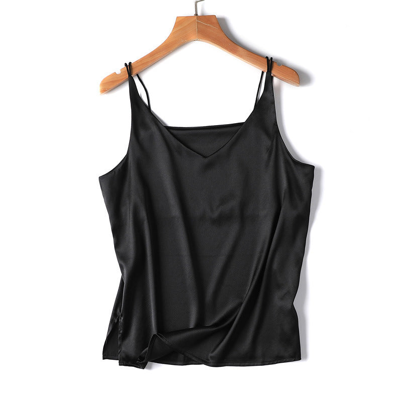 Pure Color Silk Suspender Bottoming Shirt