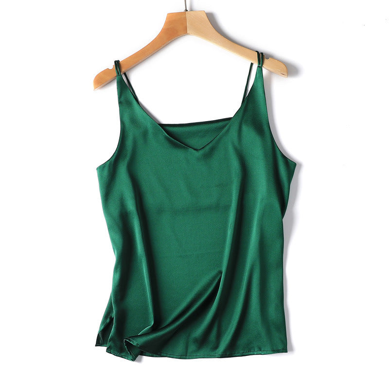 Pure Color Silk Suspender Bottoming Shirt