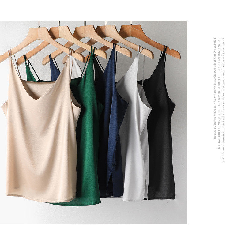 Pure Color Silk Suspender Bottoming Shirt
