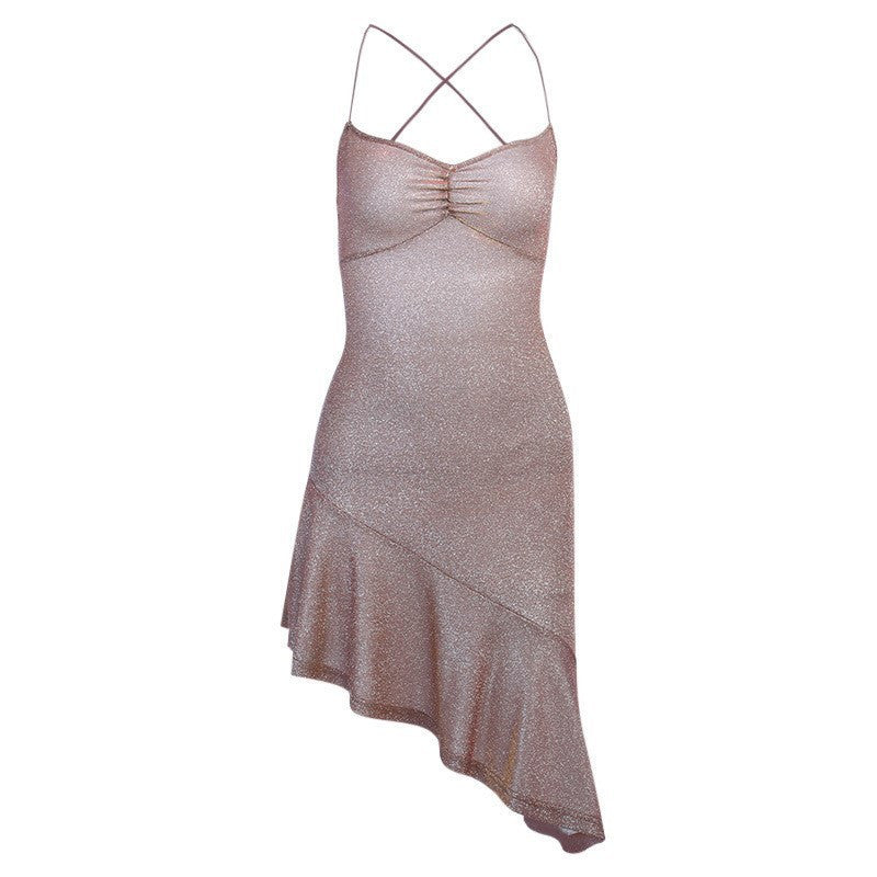 Bright Silk Strapless Back Strap Dress