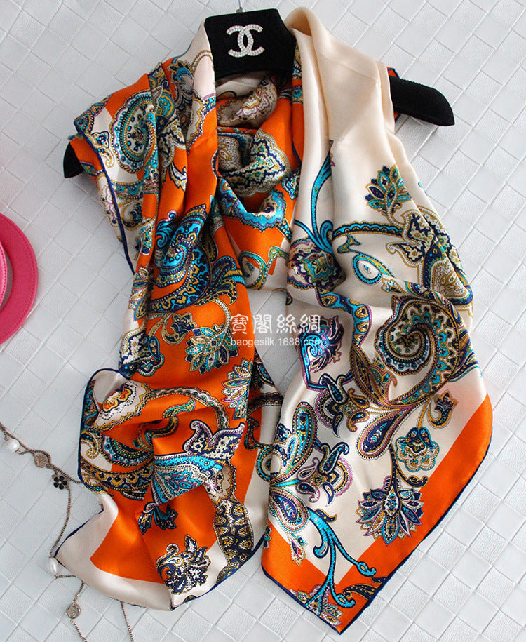 New Style Silk Scarf And Rich Cashew Nut Vine