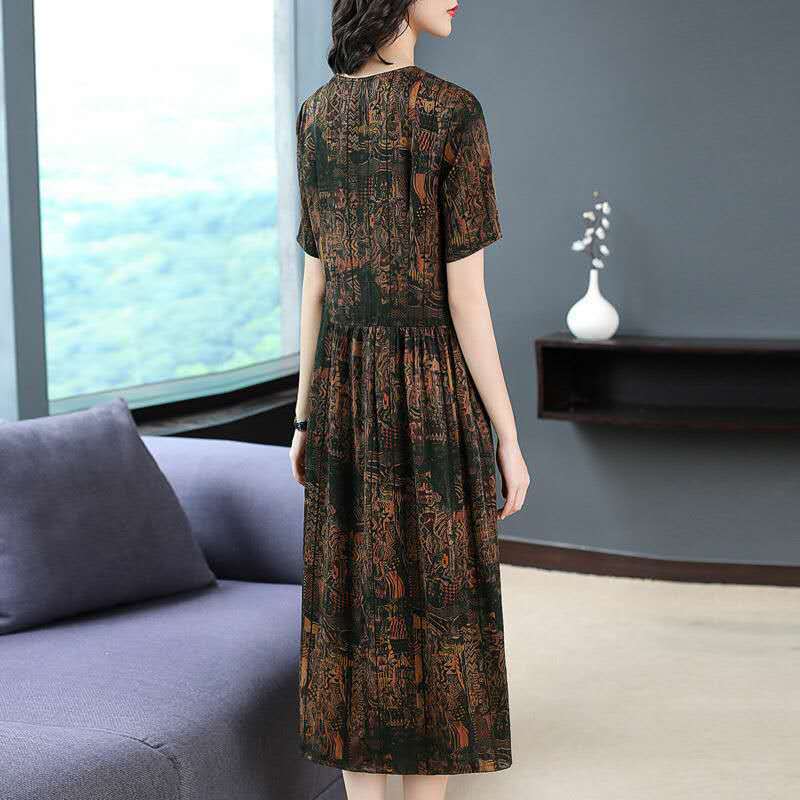 Medium Long Dress Of Silk With Fragrant Cloud And Silk