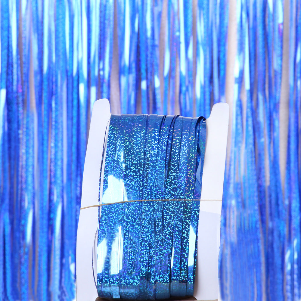 Factory Direct Supply Laser Rain Silk Curtain Birthday Party Background Wall Decoration Party Decoration Rain Silk