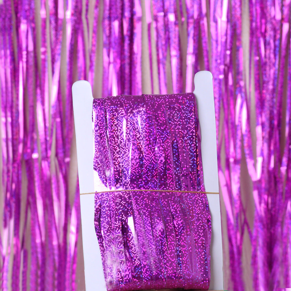 Factory Direct Supply Laser Rain Silk Curtain Birthday Party Background Wall Decoration Party Decoration Rain Silk