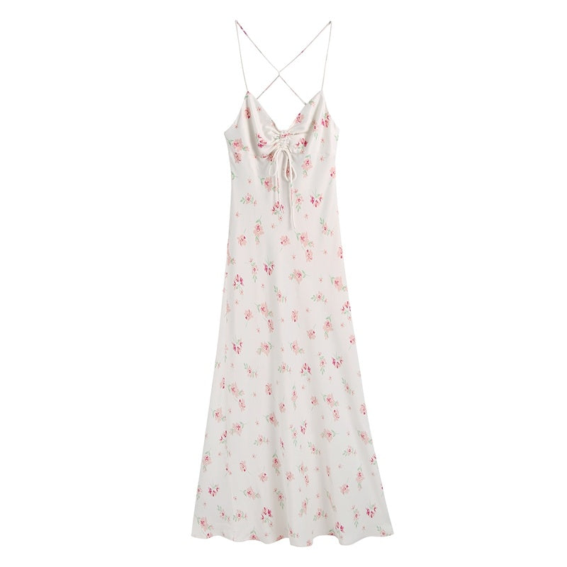 Floral Print Silk Satin Texture Dress