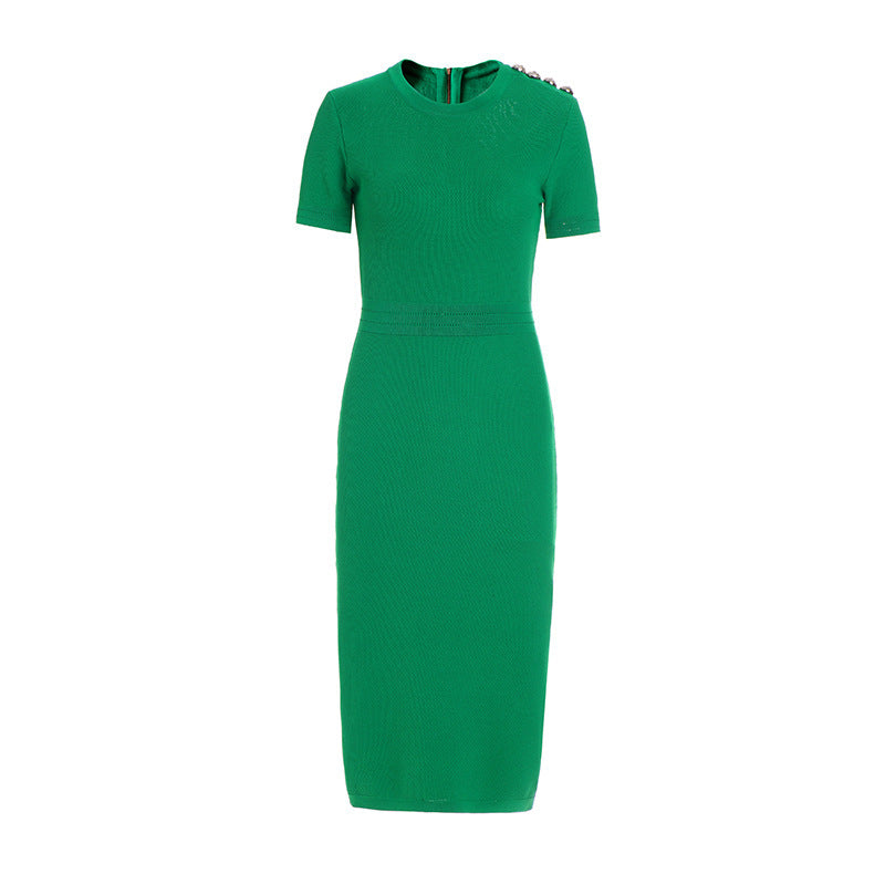 Ice Silk Fabric Elastic Slim Fit Hip Dress