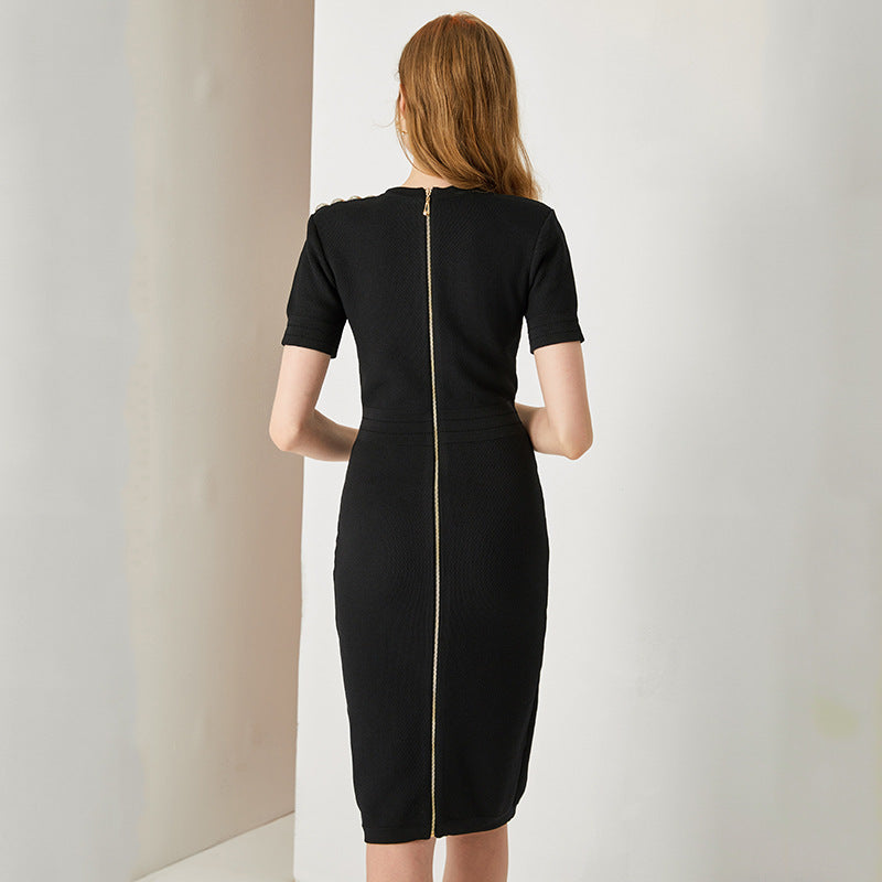 Ice Silk Fabric Elastic Slim Fit Hip Dress