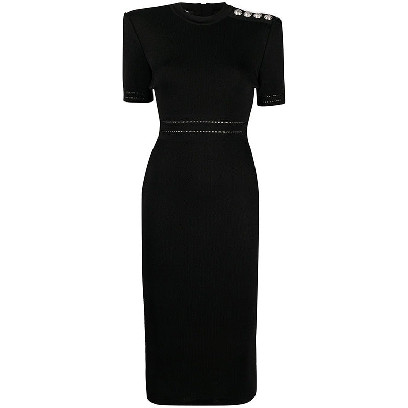 Ice Silk Fabric Elastic Slim Fit Hip Dress