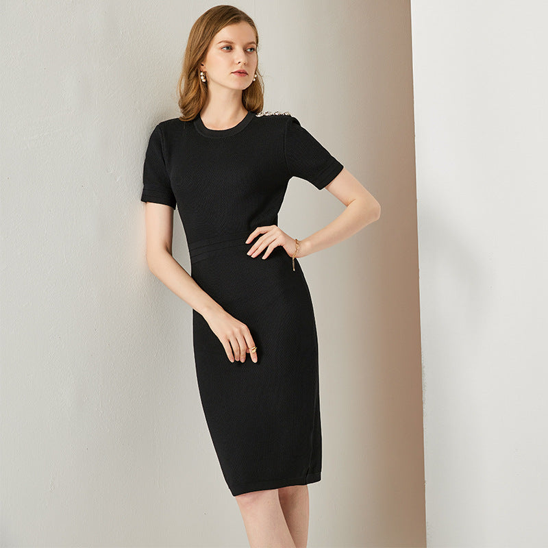 Ice Silk Fabric Elastic Slim Fit Hip Dress