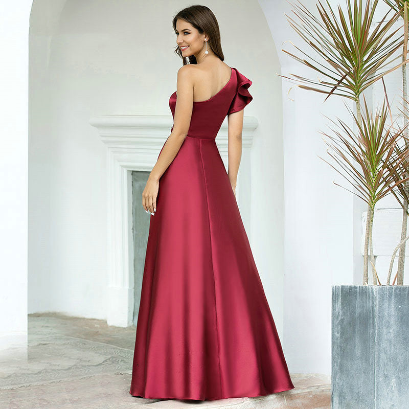 High-end Satin Wedding Evening Dress Slim Slimming Dress
