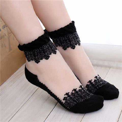 Women'S Thin Transparent Glass Silk Crystal Stockings