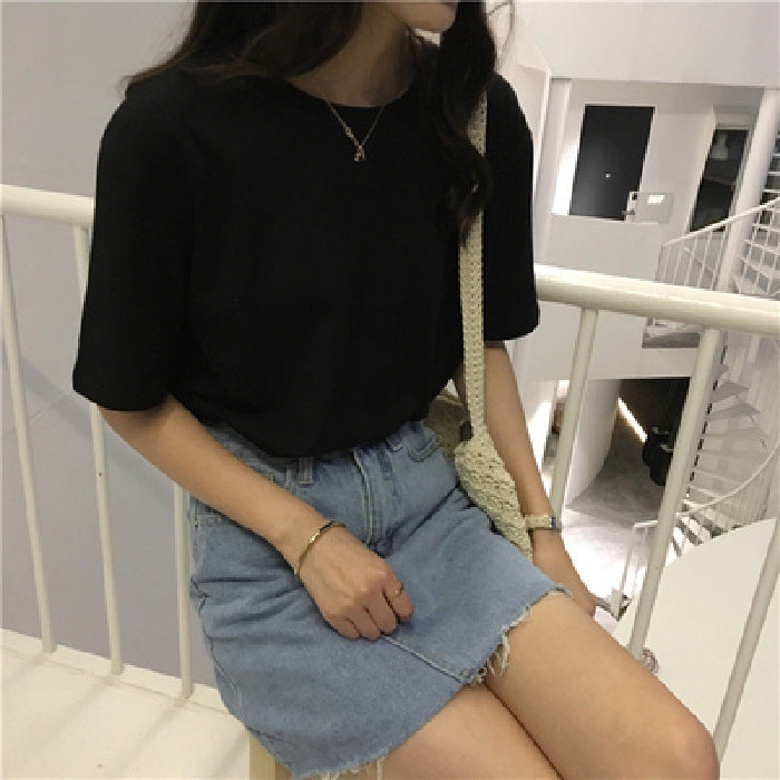 Milk Silk Basic Solid Color Short-sleeved T-shirt