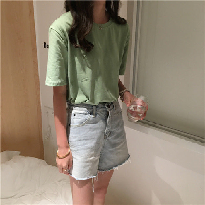 Milk Silk Basic Solid Color Short-sleeved T-shirt