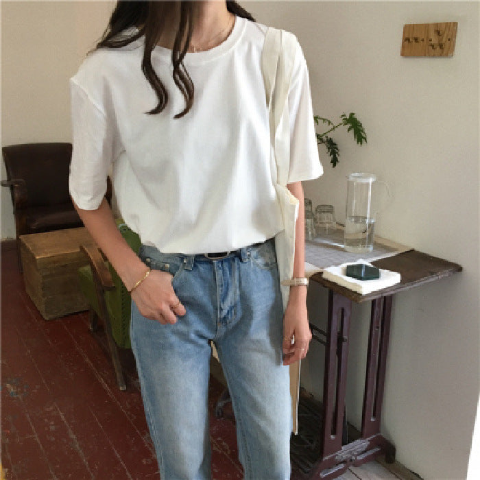 Milk Silk Basic Solid Color Short-sleeved T-shirt