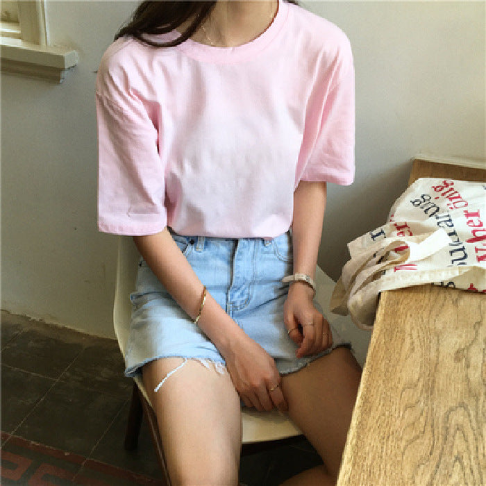 Milk Silk Basic Solid Color Short-sleeved T-shirt