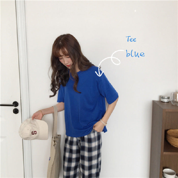 Milk Silk Basic Solid Color Short-sleeved T-shirt