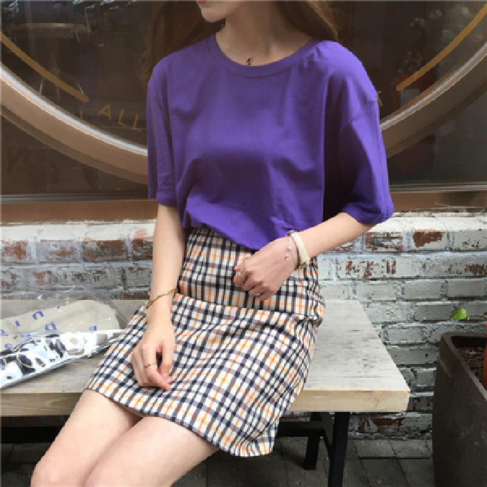 Milk Silk Basic Solid Color Short-sleeved T-shirt