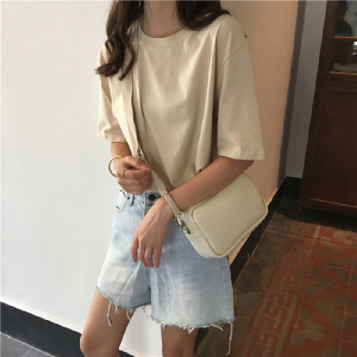 Milk Silk Basic Solid Color Short-sleeved T-shirt