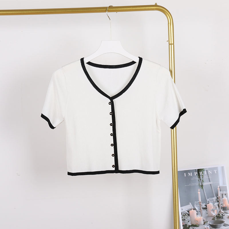 Ice Silk Knitted Short Sleeve T-shirt