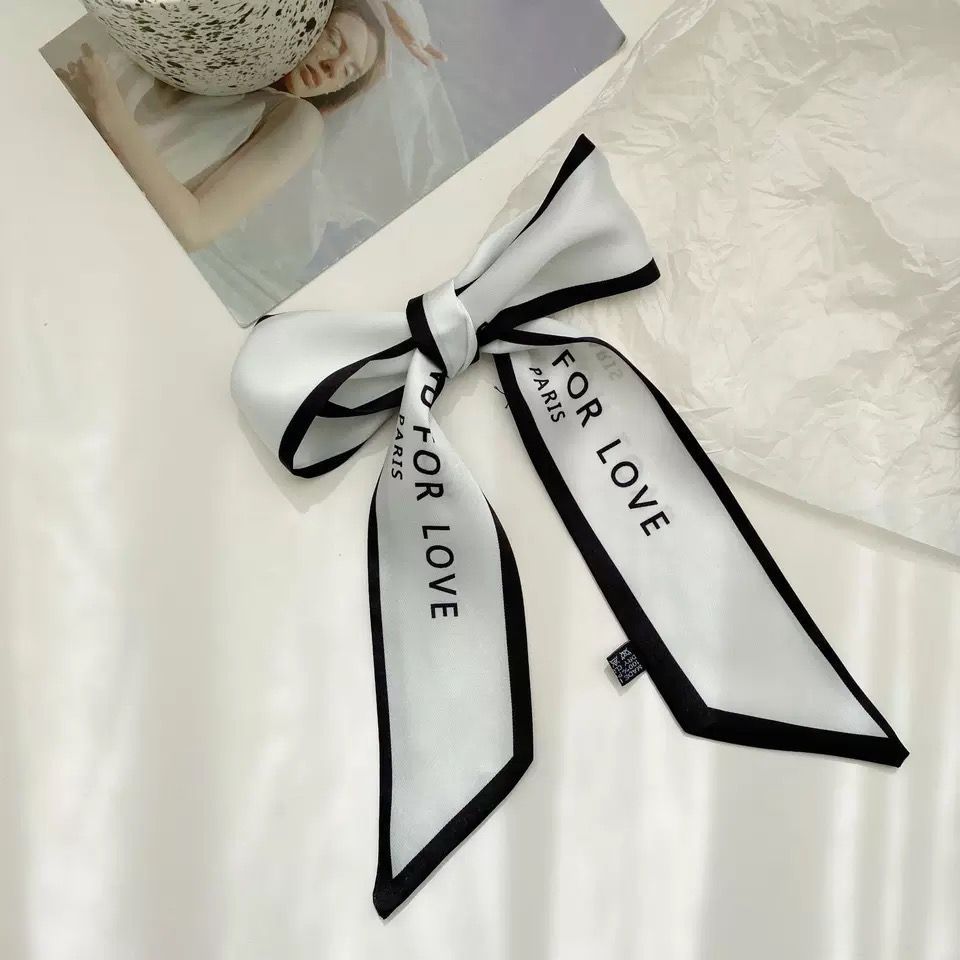 Korean Version Silk Scarf Headband Fairy Hair Binding Forest Bow Headband French Retro Ribbon Headband Imitation Silk Hair Ornament