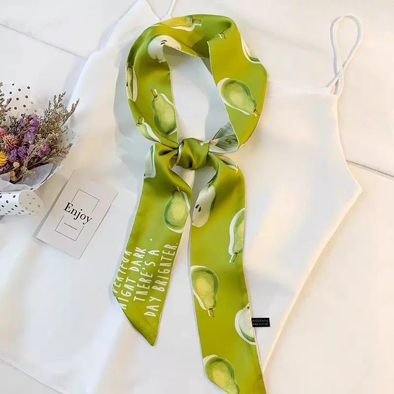 Korean Version Silk Scarf Headband Fairy Hair Binding Forest Bow Headband French Retro Ribbon Headband Imitation Silk Hair Ornament