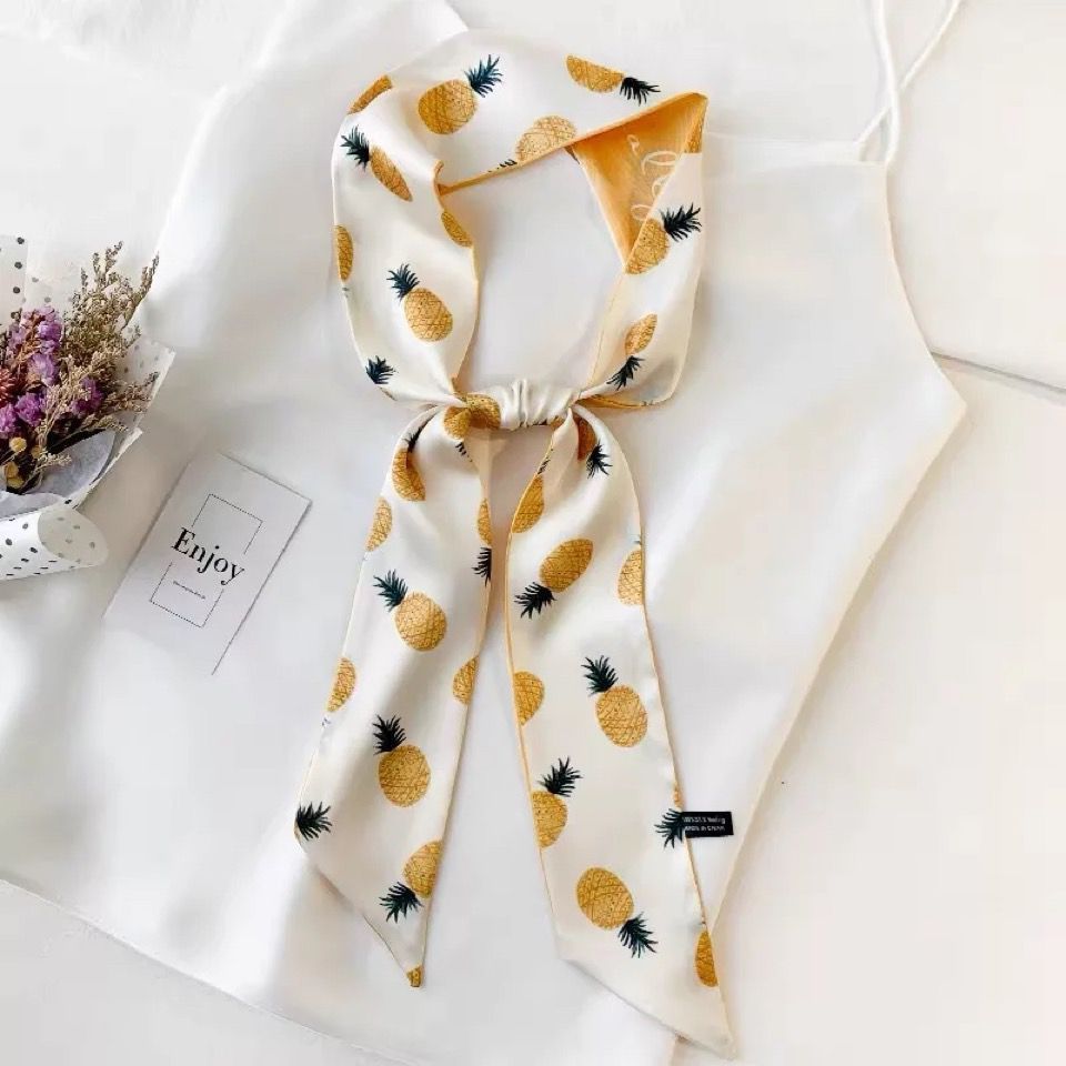 Korean Version Silk Scarf Headband Fairy Hair Binding Forest Bow Headband French Retro Ribbon Headband Imitation Silk Hair Ornament