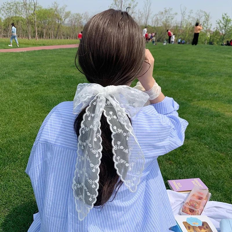 Korean Version Silk Scarf Headband Fairy Hair Binding Forest Bow Headband French Retro Ribbon Headband Imitation Silk Hair Ornament