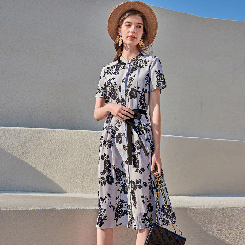 European And American Silk High-End Women'S Silk Dress