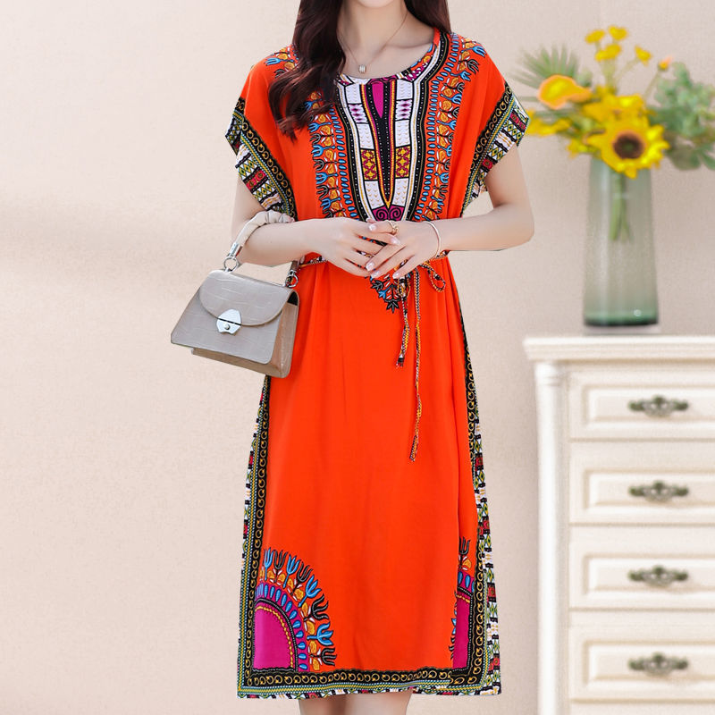 Summer New Cotton Silk Mid-length Slim Dress