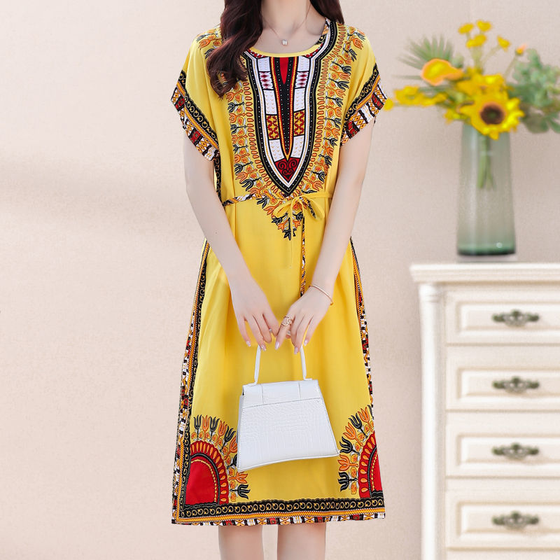 Summer New Cotton Silk Mid-length Slim Dress