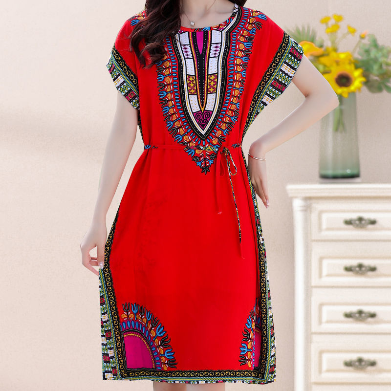Summer New Cotton Silk Mid-length Slim Dress