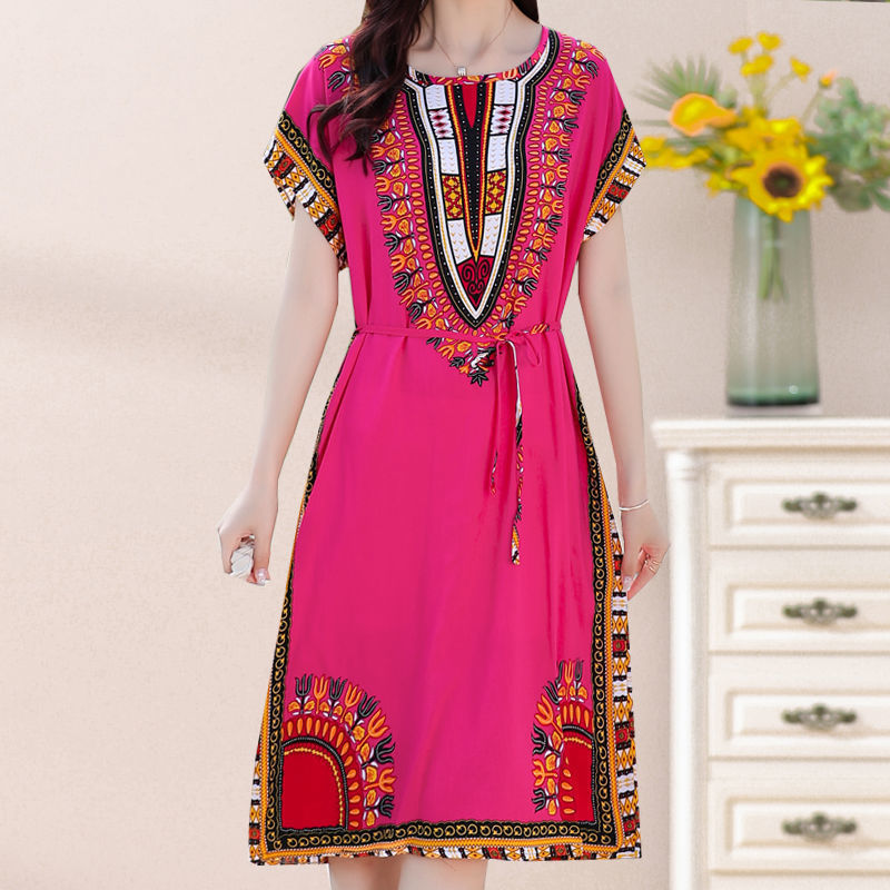 Summer New Cotton Silk Mid-length Slim Dress