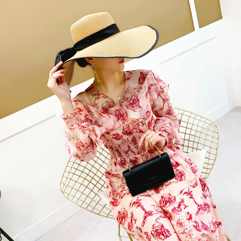 Atmospheric Display Grade Printed Silk Dress Summer New Style Elegant And Elegant Silk Midi Skirt
