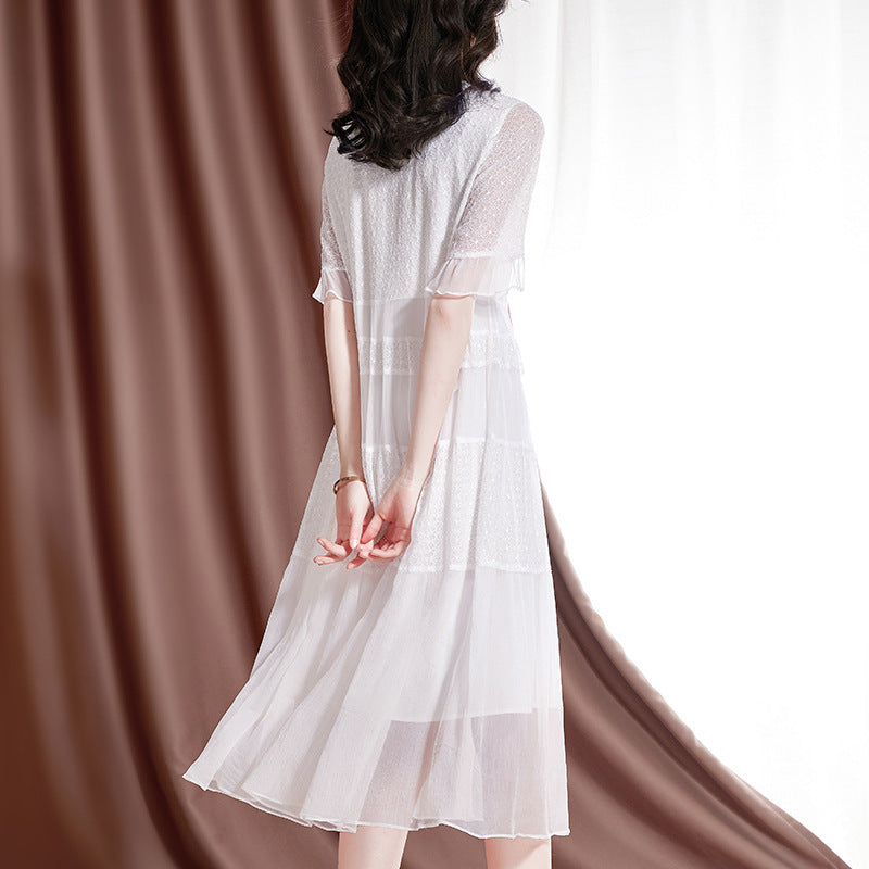 White Silk Dress Summer New High-end Luxury
