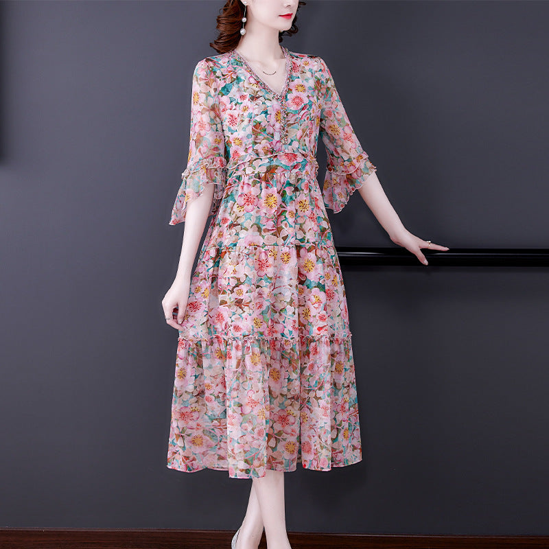 New Style Large Swing Dress Imitation Silk Skirt Women