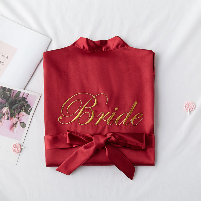 Bridesmaid Red Bridal Dressing Gown Suspender Dress Home Night Gown