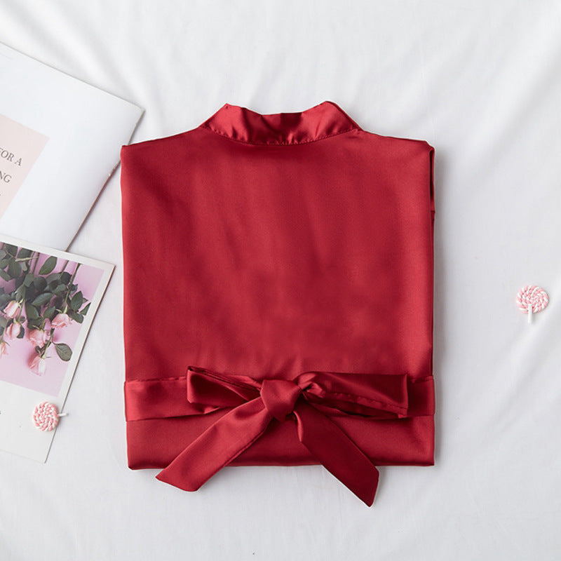 Bridesmaid Red Bridal Dressing Gown Suspender Dress Home Night Gown