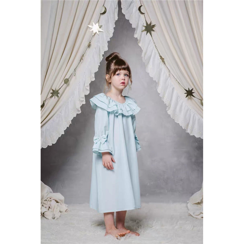 Homewear Girls' Nine-Sleeve Home Dresses With Silk Nightdress