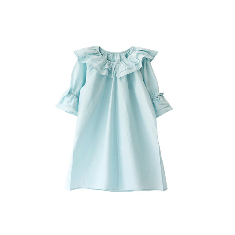 Homewear Girls' Nine-Sleeve Home Dresses With Silk Nightdress