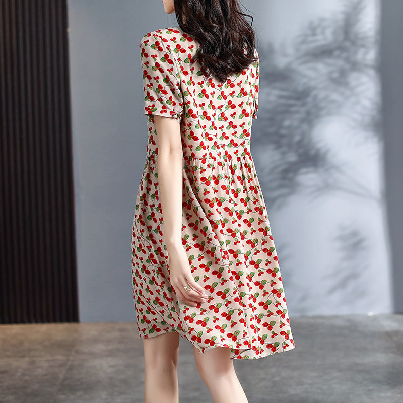 Silk Waist Dress With A-line Silk Skirt