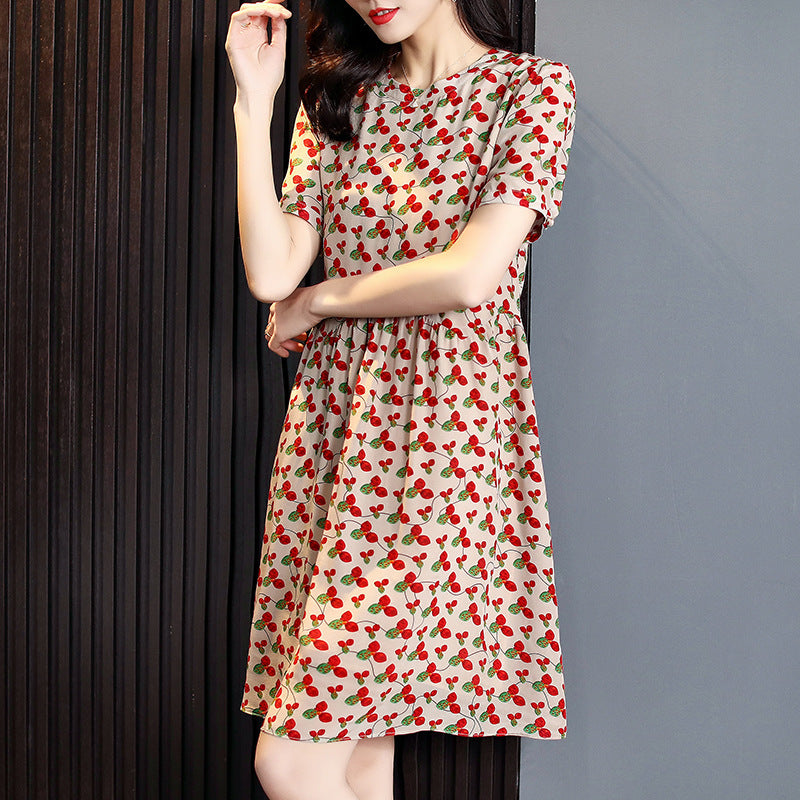 Silk Waist Dress With A-line Silk Skirt