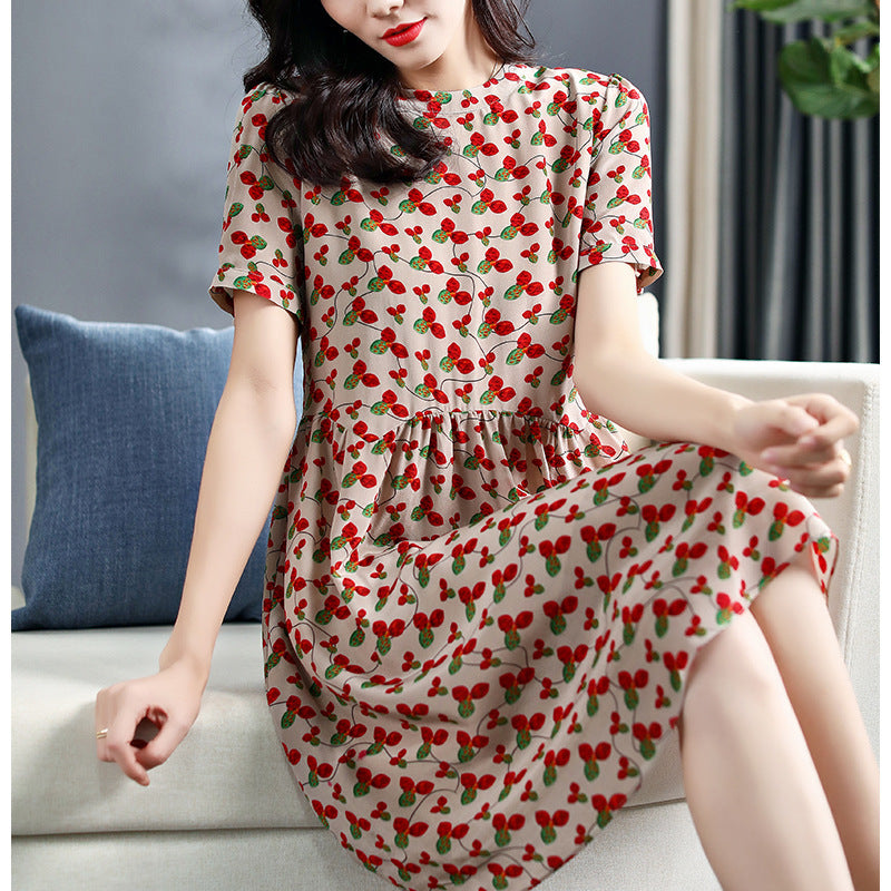 Silk Waist Dress With A-line Silk Skirt