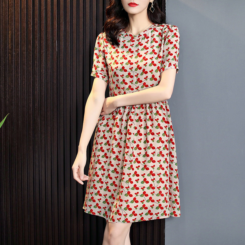 Silk Waist Dress With A-line Silk Skirt