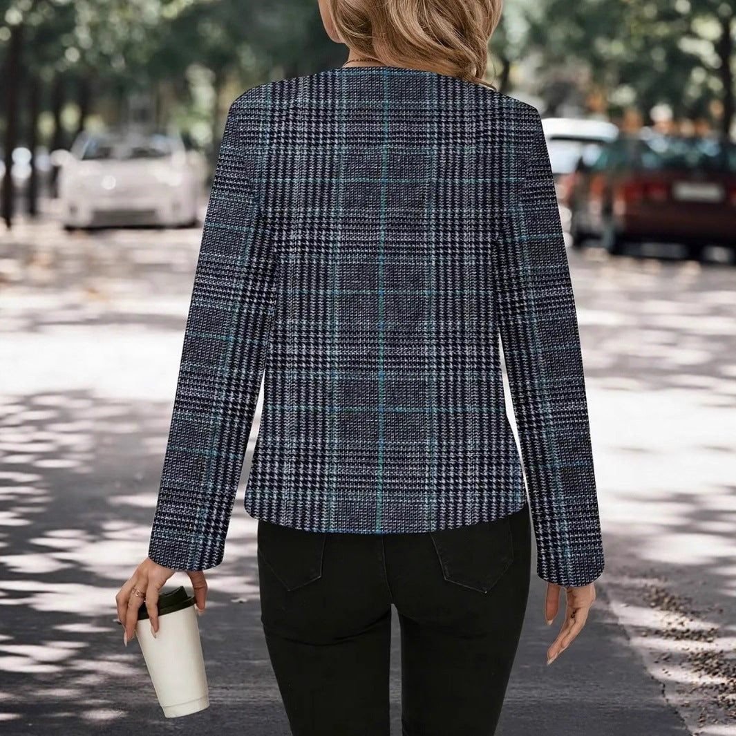 RegaliaPlaid Woolen Pocket Jacket