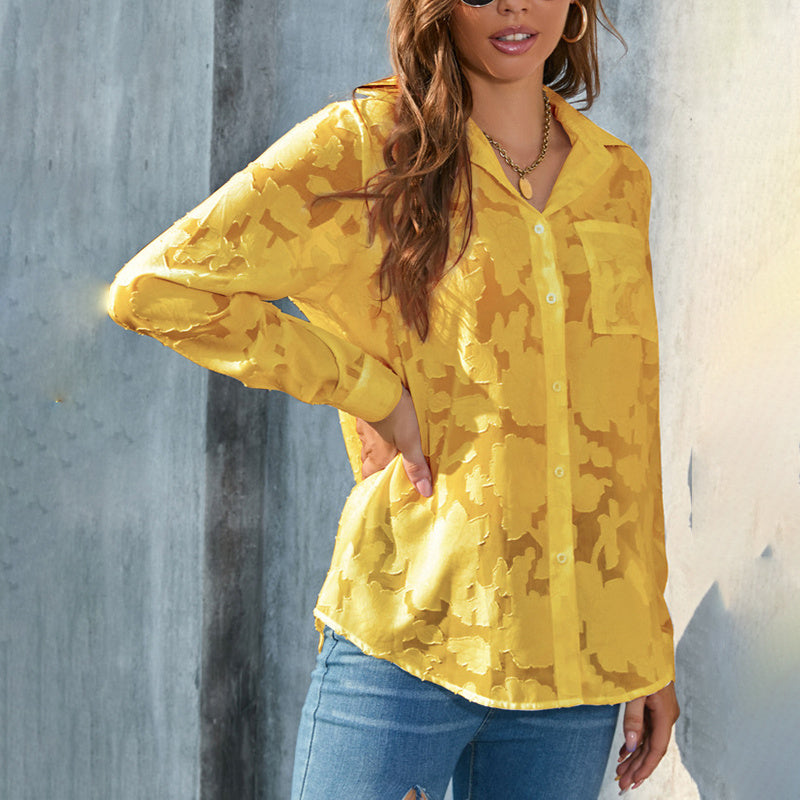 SheerMuse Jacquard Blouse