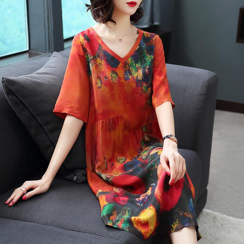 Printed silk dress