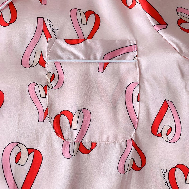 Ice Silk Satin Short Sleeve Pajamas Women's Suit