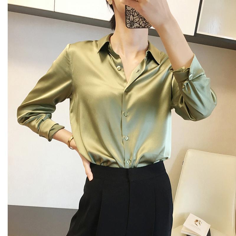 Satin Real Silk Shirt Elegant High-end