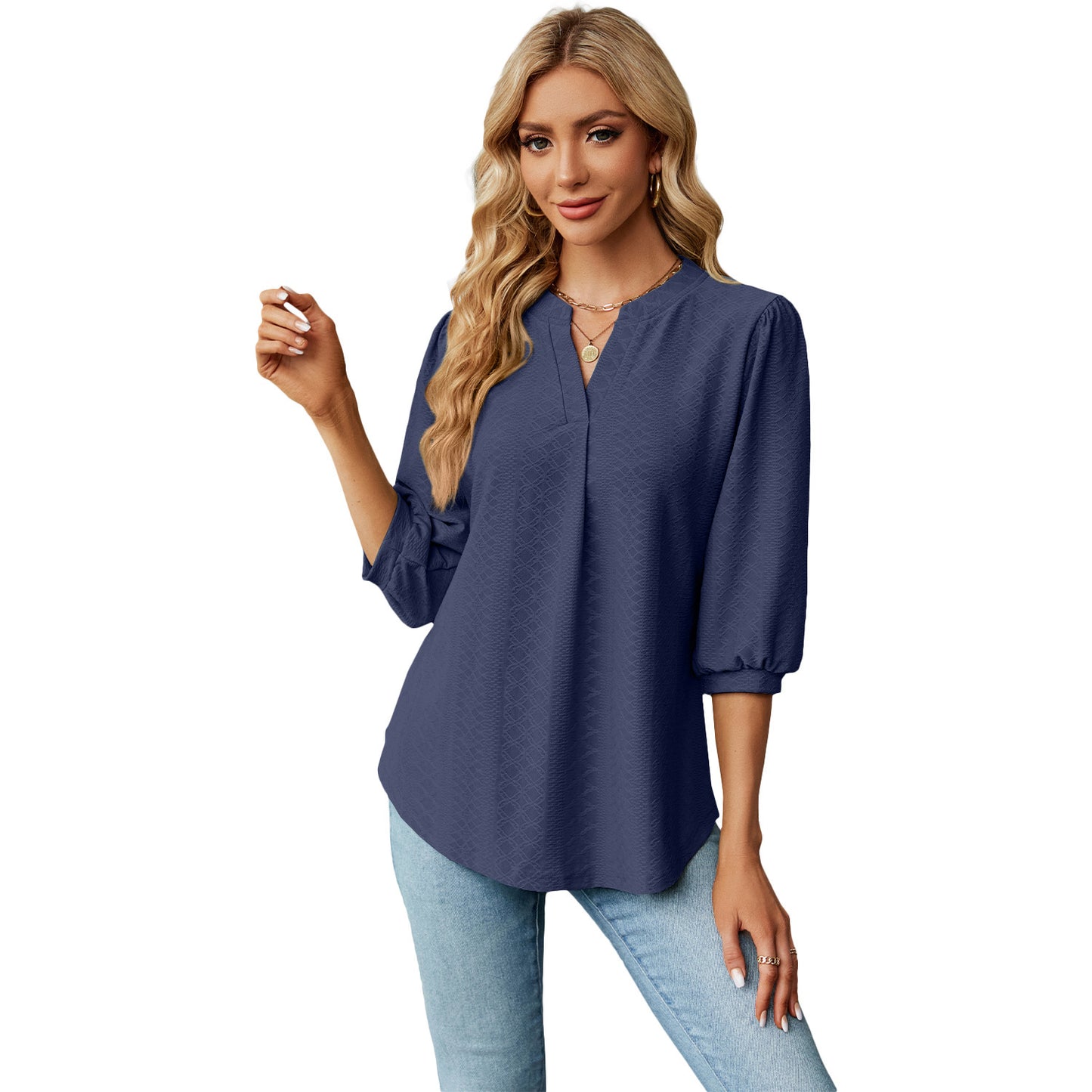 Velmira Jacquard Pleat Top
