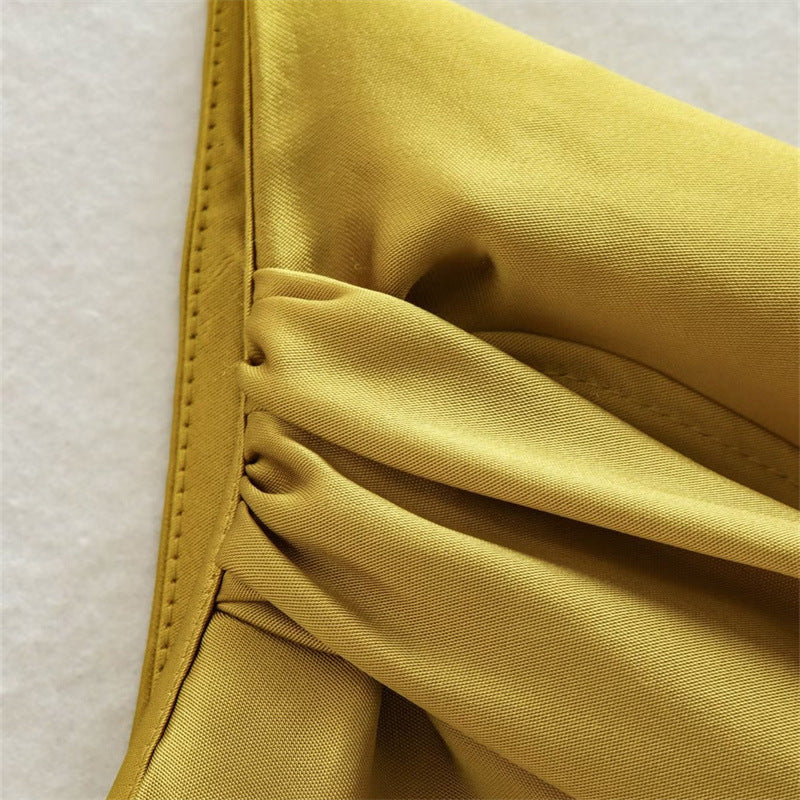 Summer New Silk Satin Texture One Shoulder Light Luxury Dress High Sense